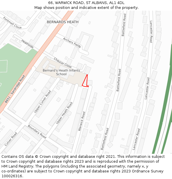 66, WARWICK ROAD, ST ALBANS, AL1 4DL: Location map and indicative extent of plot