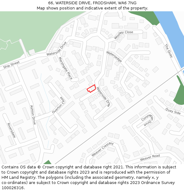 66, WATERSIDE DRIVE, FRODSHAM, WA6 7NG: Location map and indicative extent of plot