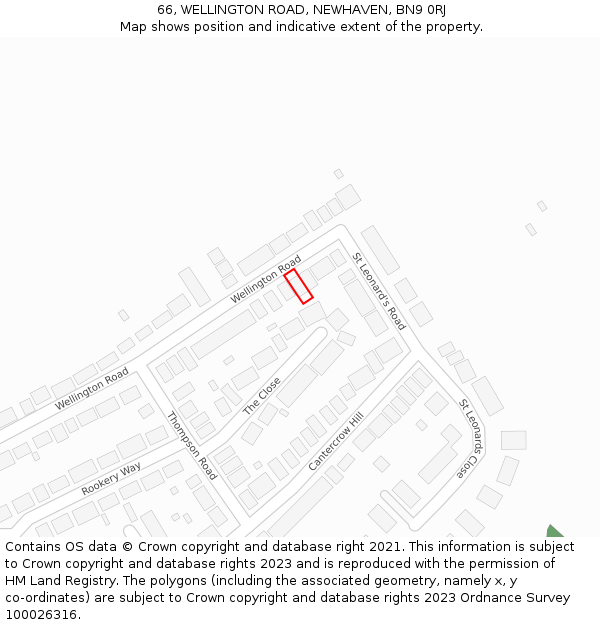 66, WELLINGTON ROAD, NEWHAVEN, BN9 0RJ: Location map and indicative extent of plot