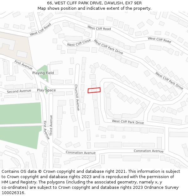 66, WEST CLIFF PARK DRIVE, DAWLISH, EX7 9ER: Location map and indicative extent of plot
