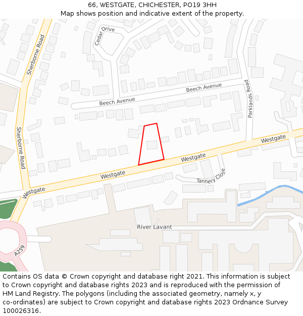66, WESTGATE, CHICHESTER, PO19 3HH: Location map and indicative extent of plot