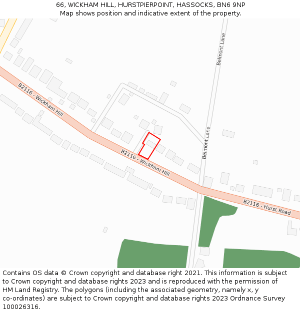 66, WICKHAM HILL, HURSTPIERPOINT, HASSOCKS, BN6 9NP: Location map and indicative extent of plot