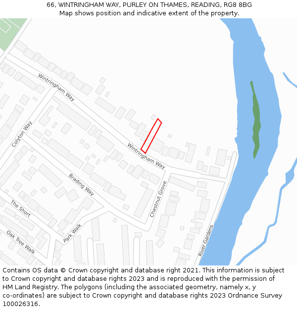 66, WINTRINGHAM WAY, PURLEY ON THAMES, READING, RG8 8BG: Location map and indicative extent of plot