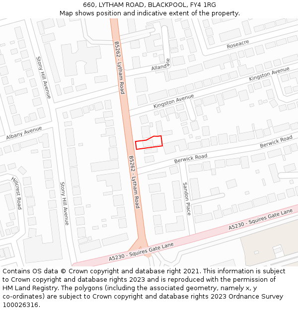 660, LYTHAM ROAD, BLACKPOOL, FY4 1RG: Location map and indicative extent of plot