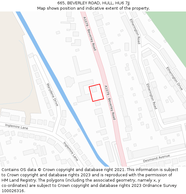 665, BEVERLEY ROAD, HULL, HU6 7JJ: Location map and indicative extent of plot