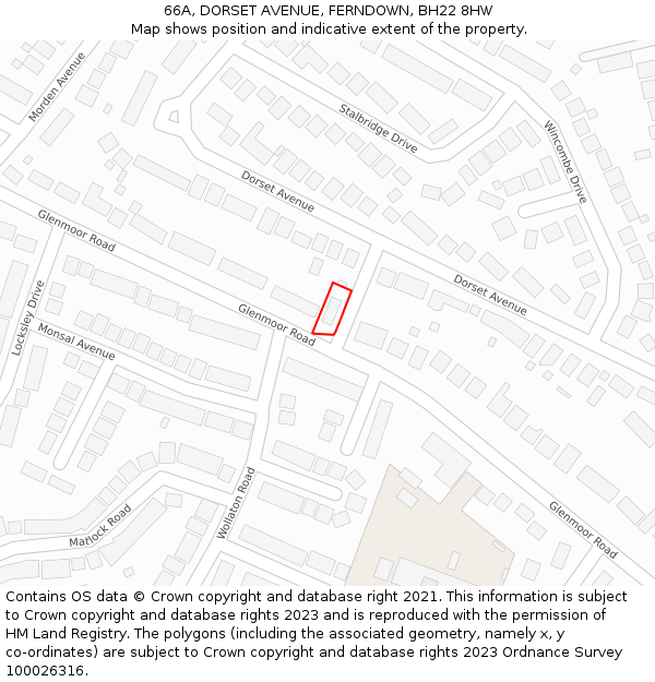 66A, DORSET AVENUE, FERNDOWN, BH22 8HW: Location map and indicative extent of plot