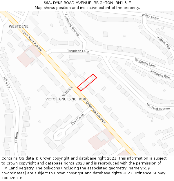 66A, DYKE ROAD AVENUE, BRIGHTON, BN1 5LE: Location map and indicative extent of plot