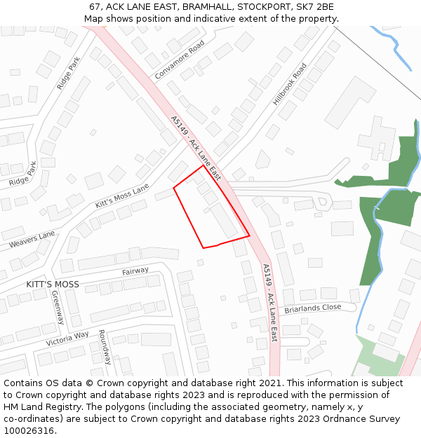 67, ACK LANE EAST, BRAMHALL, STOCKPORT, SK7 2BE: Location map and indicative extent of plot