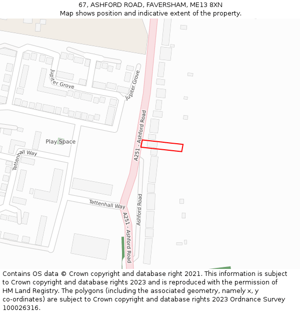 67, ASHFORD ROAD, FAVERSHAM, ME13 8XN: Location map and indicative extent of plot