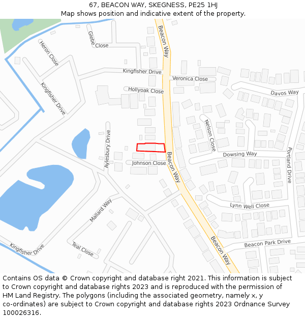 67, BEACON WAY, SKEGNESS, PE25 1HJ: Location map and indicative extent of plot