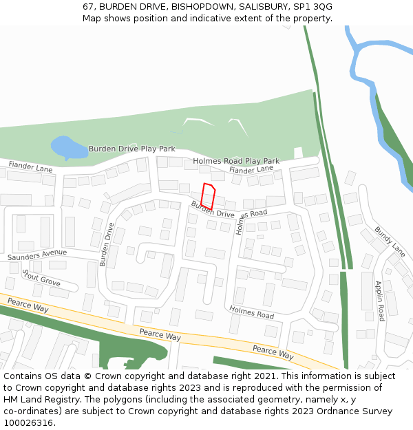 67, BURDEN DRIVE, BISHOPDOWN, SALISBURY, SP1 3QG: Location map and indicative extent of plot