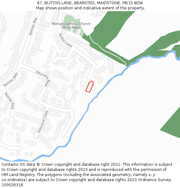 67, BUTTON LANE, BEARSTED, MAIDSTONE, ME15 8DW: Location map and indicative extent of plot