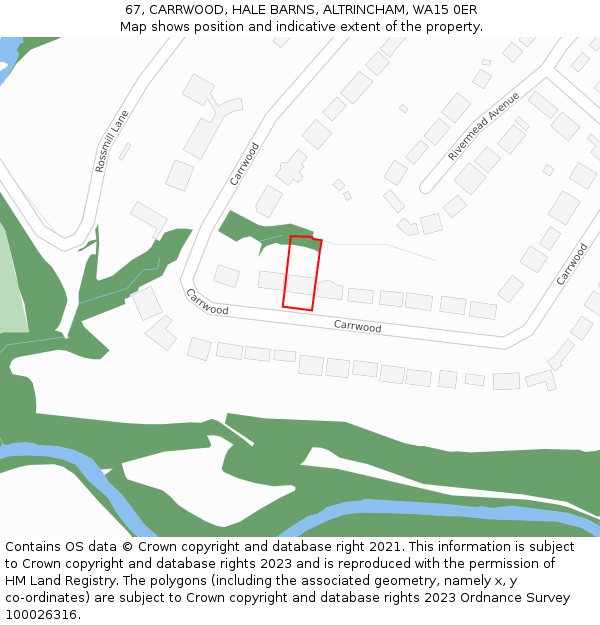 67, CARRWOOD, HALE BARNS, ALTRINCHAM, WA15 0ER: Location map and indicative extent of plot