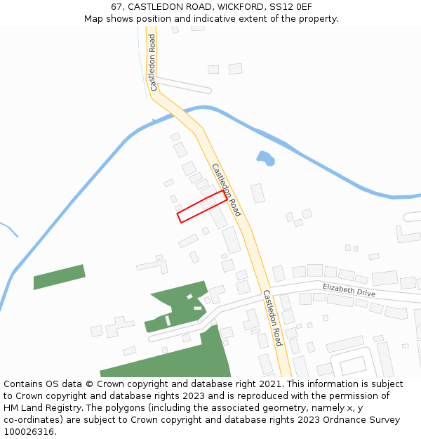 67, CASTLEDON ROAD, WICKFORD, SS12 0EF: Location map and indicative extent of plot