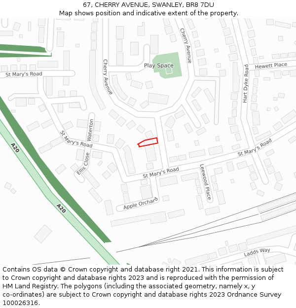 67, CHERRY AVENUE, SWANLEY, BR8 7DU: Location map and indicative extent of plot