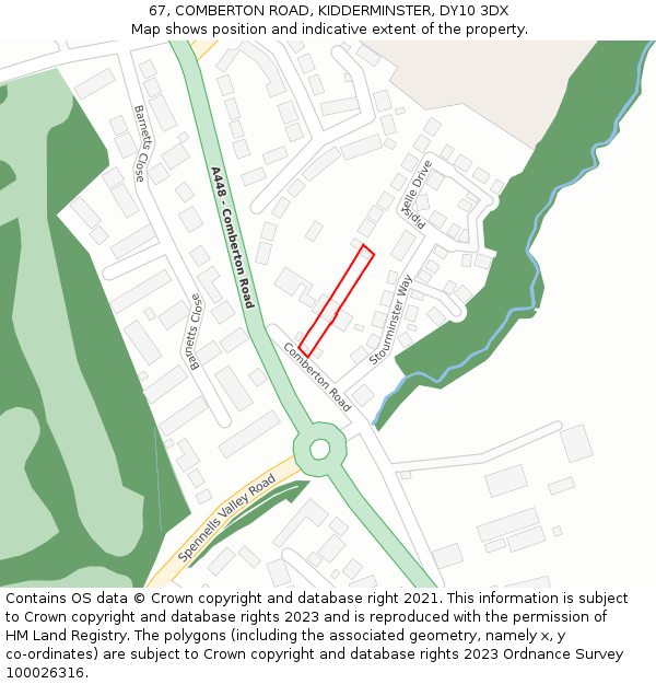 67, COMBERTON ROAD, KIDDERMINSTER, DY10 3DX: Location map and indicative extent of plot