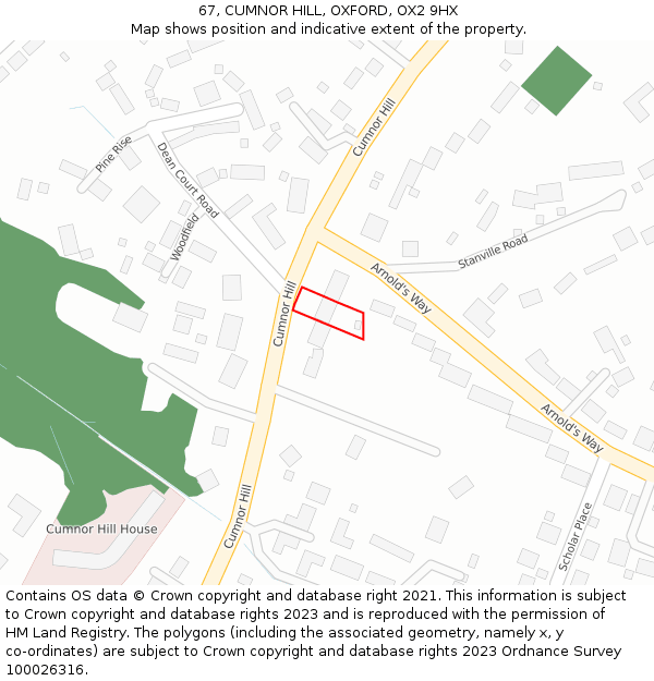 67, CUMNOR HILL, OXFORD, OX2 9HX: Location map and indicative extent of plot