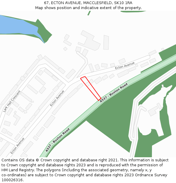 67, ECTON AVENUE, MACCLESFIELD, SK10 1RA: Location map and indicative extent of plot