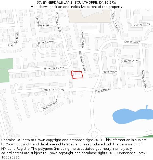 67, ENNERDALE LANE, SCUNTHORPE, DN16 2RW: Location map and indicative extent of plot