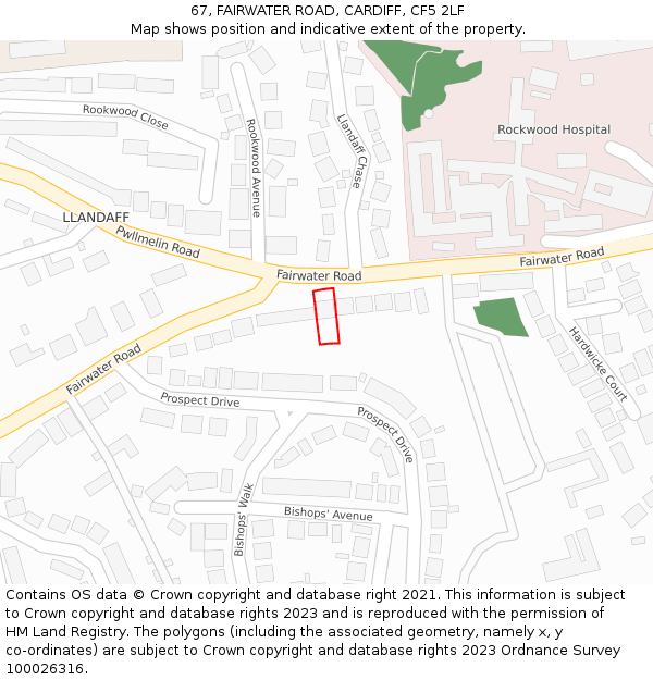 67, FAIRWATER ROAD, CARDIFF, CF5 2LF: Location map and indicative extent of plot