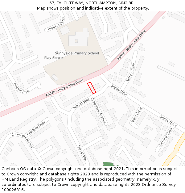 67, FALCUTT WAY, NORTHAMPTON, NN2 8PH: Location map and indicative extent of plot