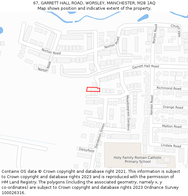 67, GARRETT HALL ROAD, WORSLEY, MANCHESTER, M28 1AQ: Location map and indicative extent of plot