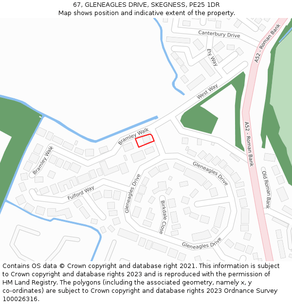 67, GLENEAGLES DRIVE, SKEGNESS, PE25 1DR: Location map and indicative extent of plot