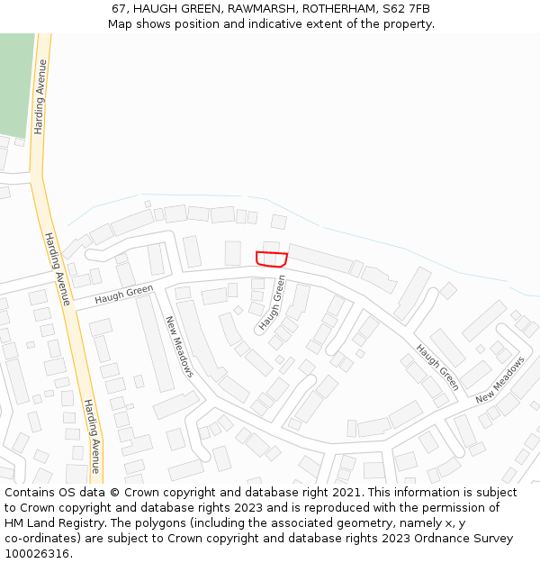 67, HAUGH GREEN, RAWMARSH, ROTHERHAM, S62 7FB: Location map and indicative extent of plot