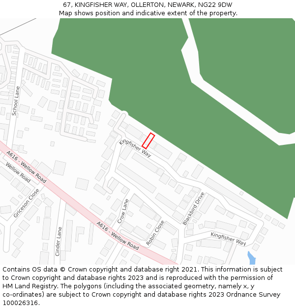 67, KINGFISHER WAY, OLLERTON, NEWARK, NG22 9DW: Location map and indicative extent of plot