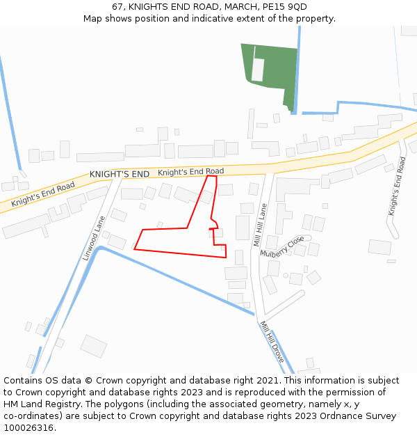 67, KNIGHTS END ROAD, MARCH, PE15 9QD: Location map and indicative extent of plot