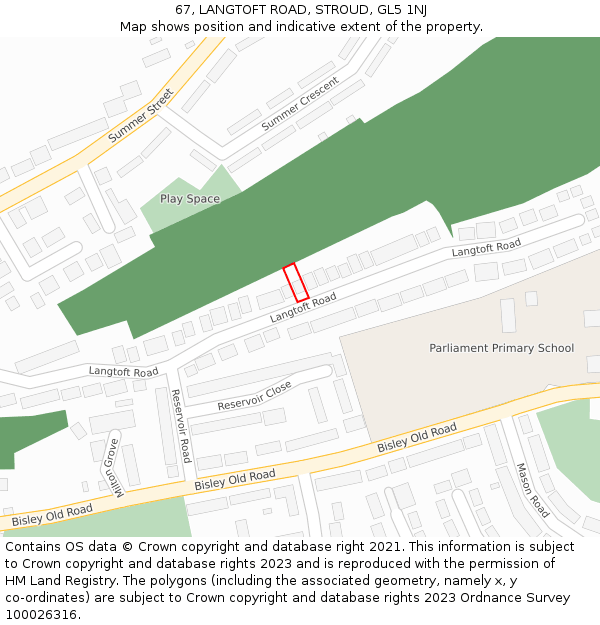 67, LANGTOFT ROAD, STROUD, GL5 1NJ: Location map and indicative extent of plot