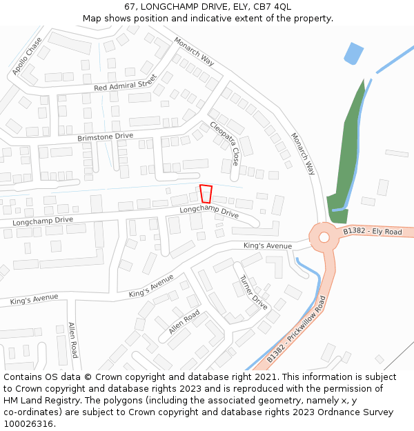 67, LONGCHAMP DRIVE, ELY, CB7 4QL: Location map and indicative extent of plot