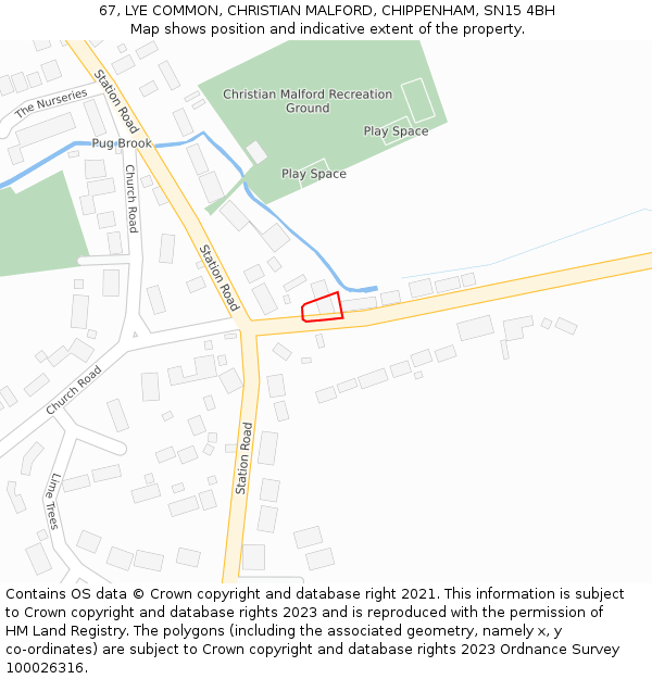 67, LYE COMMON, CHRISTIAN MALFORD, CHIPPENHAM, SN15 4BH: Location map and indicative extent of plot