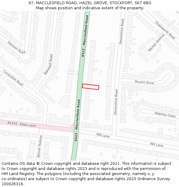 67, MACCLESFIELD ROAD, HAZEL GROVE, STOCKPORT, SK7 6BG: Location map and indicative extent of plot
