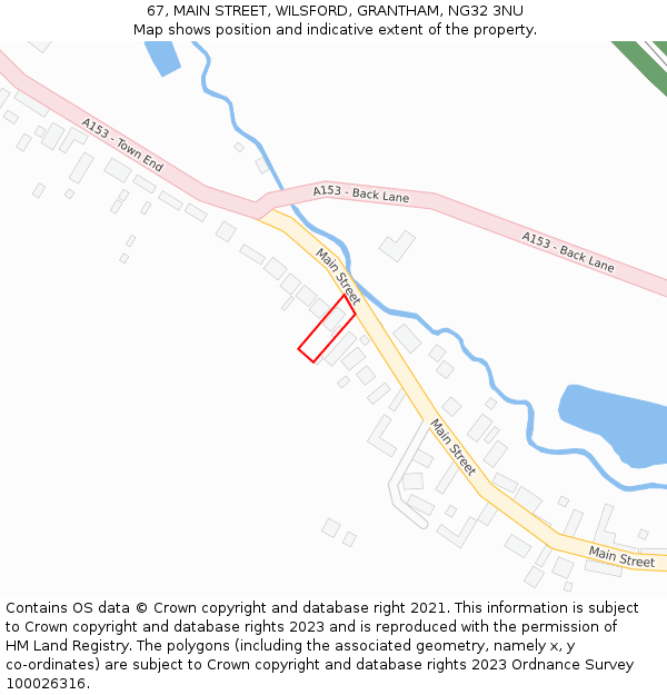 67, MAIN STREET, WILSFORD, GRANTHAM, NG32 3NU: Location map and indicative extent of plot