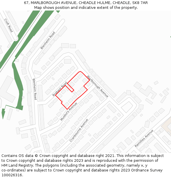 67, MARLBOROUGH AVENUE, CHEADLE HULME, CHEADLE, SK8 7AR: Location map and indicative extent of plot