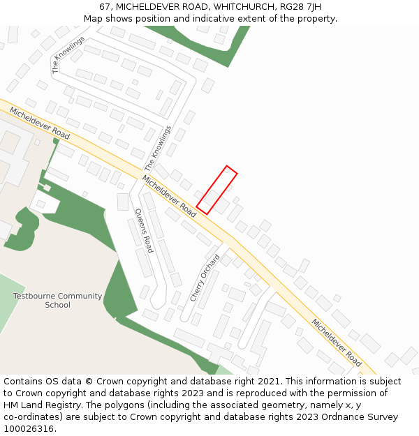 67, MICHELDEVER ROAD, WHITCHURCH, RG28 7JH: Location map and indicative extent of plot