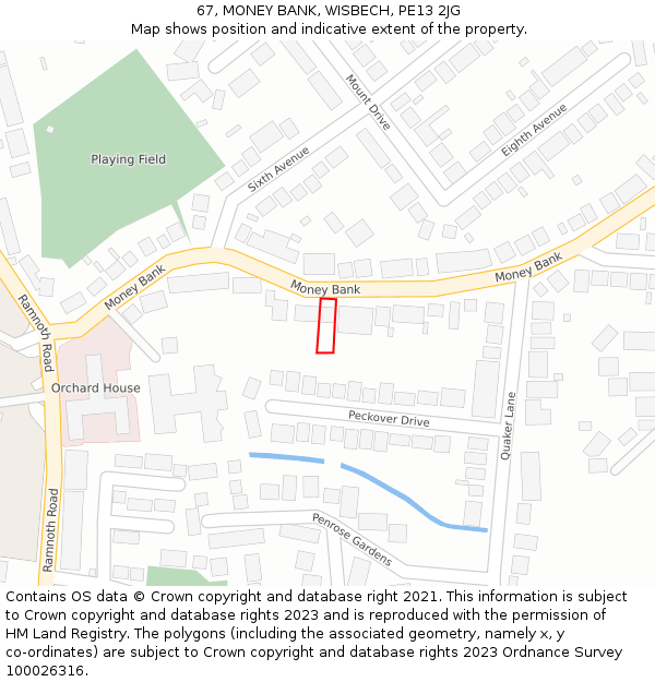 67, MONEY BANK, WISBECH, PE13 2JG: Location map and indicative extent of plot