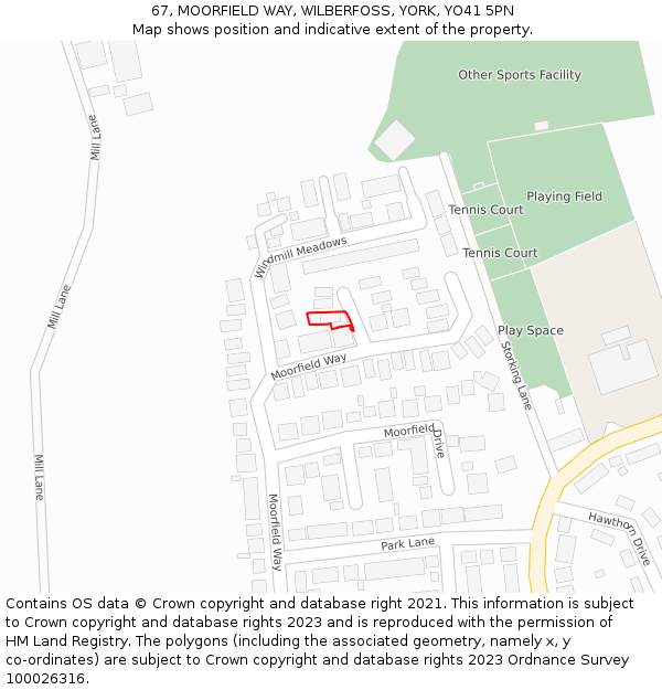 67, MOORFIELD WAY, WILBERFOSS, YORK, YO41 5PN: Location map and indicative extent of plot