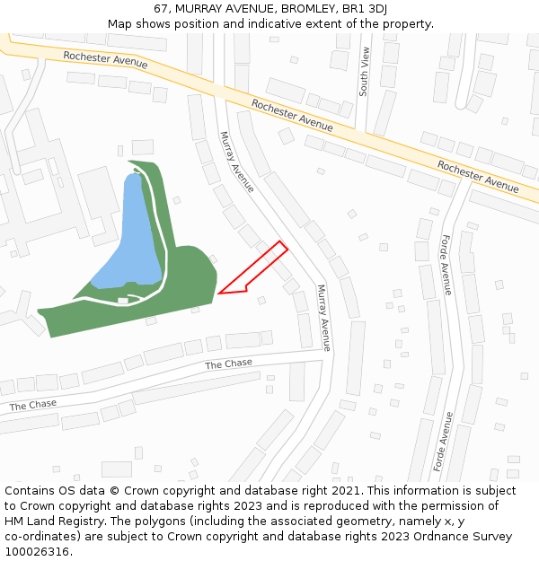 67, MURRAY AVENUE, BROMLEY, BR1 3DJ: Location map and indicative extent of plot