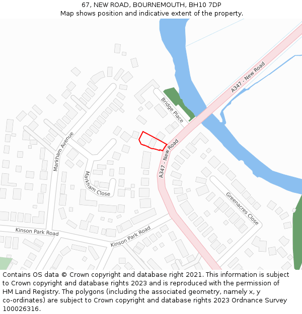 67, NEW ROAD, BOURNEMOUTH, BH10 7DP: Location map and indicative extent of plot