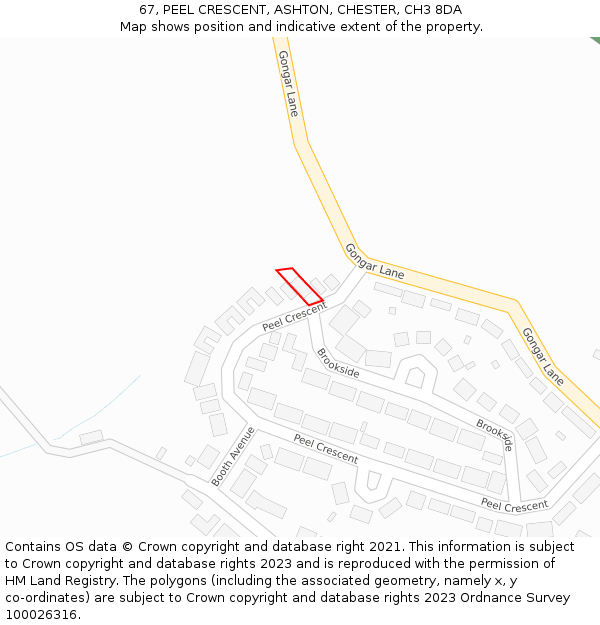 67, PEEL CRESCENT, ASHTON, CHESTER, CH3 8DA: Location map and indicative extent of plot
