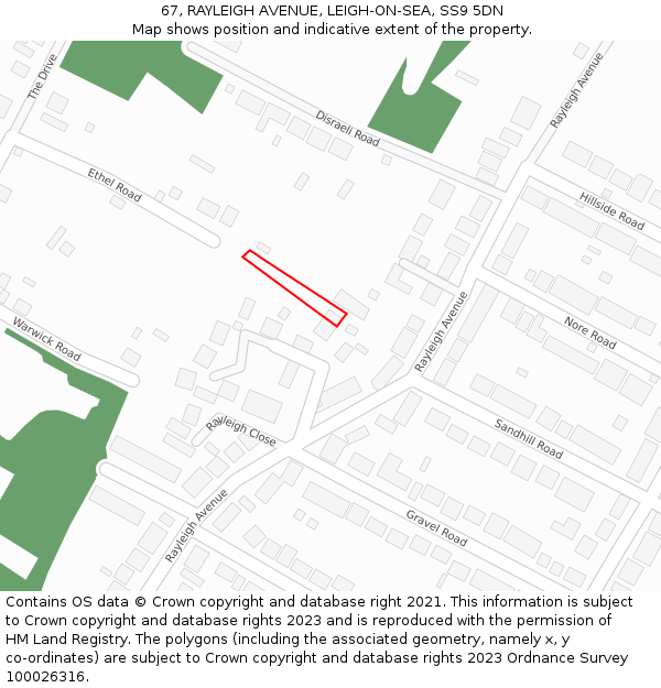 67, RAYLEIGH AVENUE, LEIGH-ON-SEA, SS9 5DN: Location map and indicative extent of plot