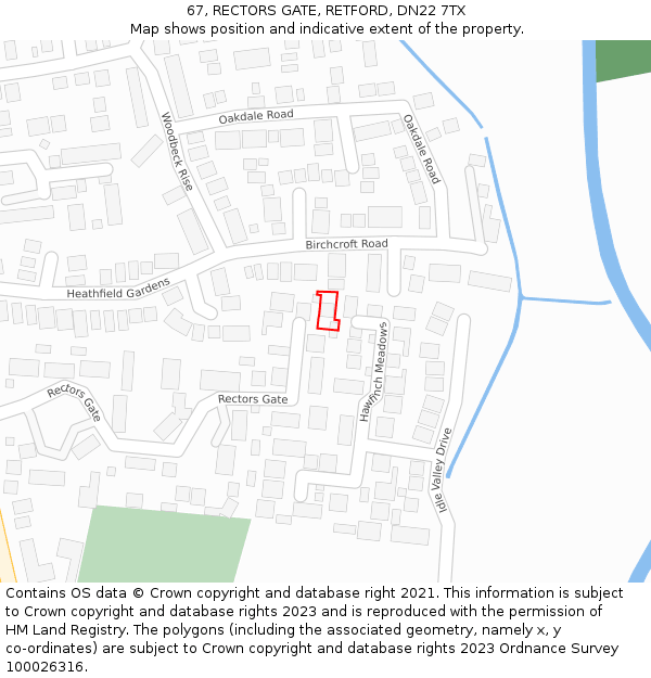 67, RECTORS GATE, RETFORD, DN22 7TX: Location map and indicative extent of plot