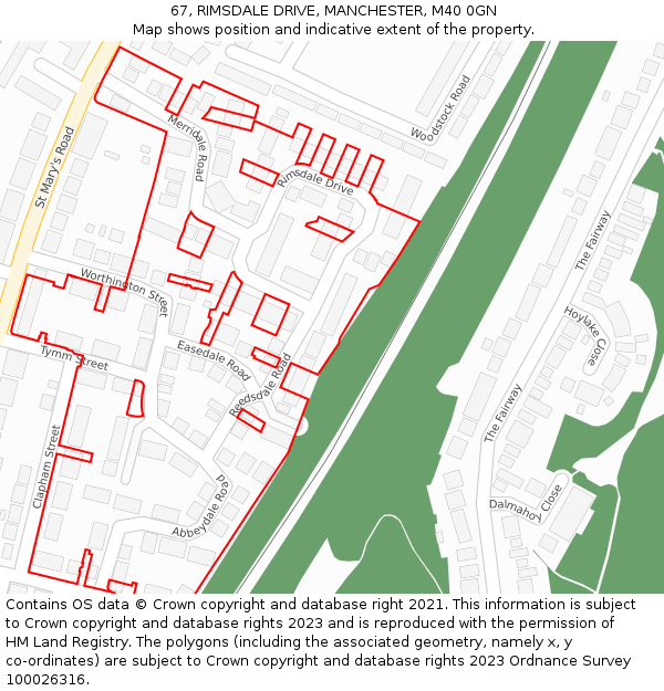 67, RIMSDALE DRIVE, MANCHESTER, M40 0GN: Location map and indicative extent of plot
