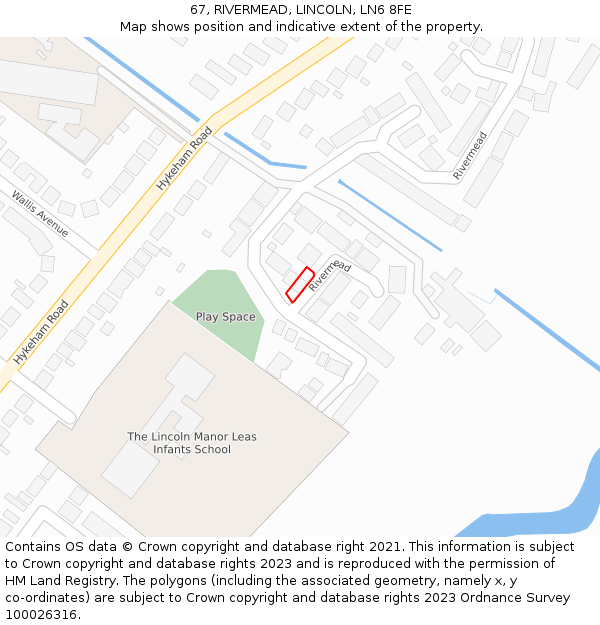 67, RIVERMEAD, LINCOLN, LN6 8FE: Location map and indicative extent of plot