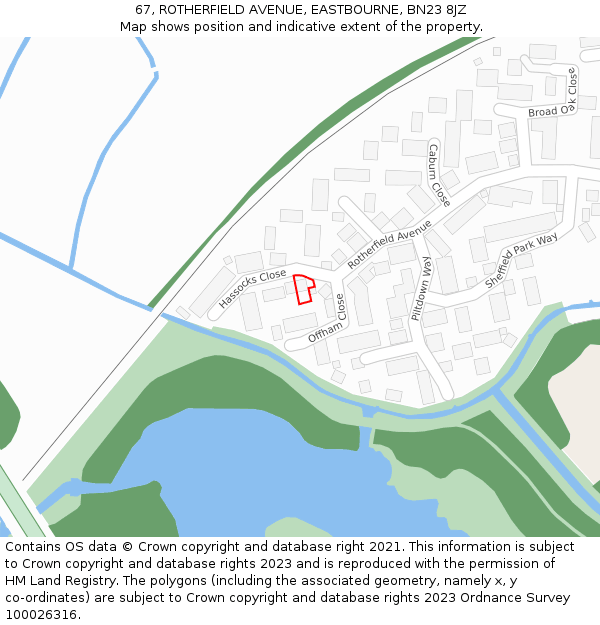 67, ROTHERFIELD AVENUE, EASTBOURNE, BN23 8JZ: Location map and indicative extent of plot