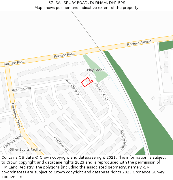 67, SALISBURY ROAD, DURHAM, DH1 5PS: Location map and indicative extent of plot