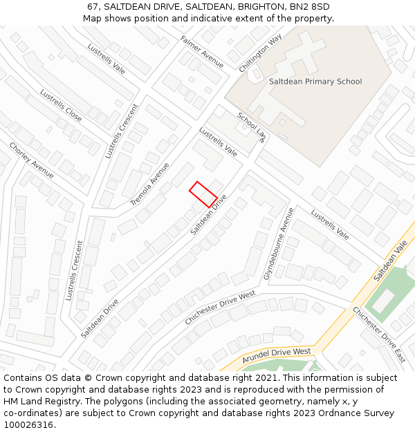67, SALTDEAN DRIVE, SALTDEAN, BRIGHTON, BN2 8SD: Location map and indicative extent of plot