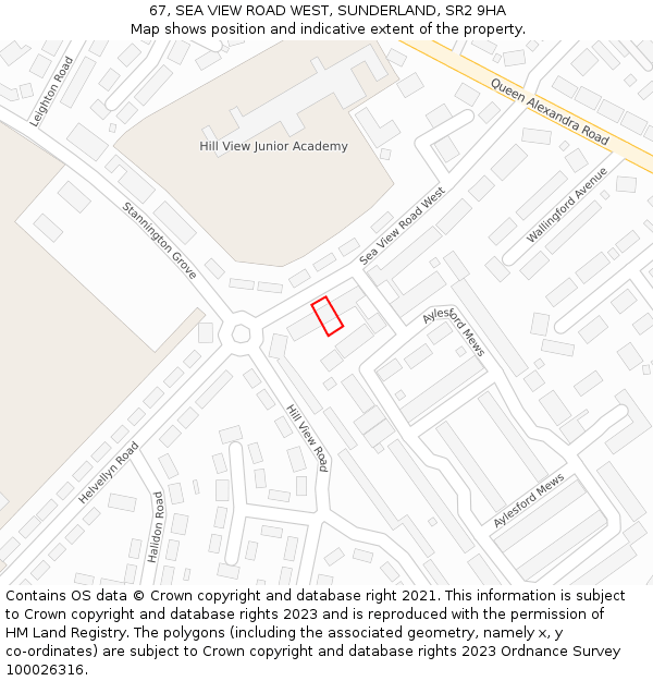 67, SEA VIEW ROAD WEST, SUNDERLAND, SR2 9HA: Location map and indicative extent of plot
